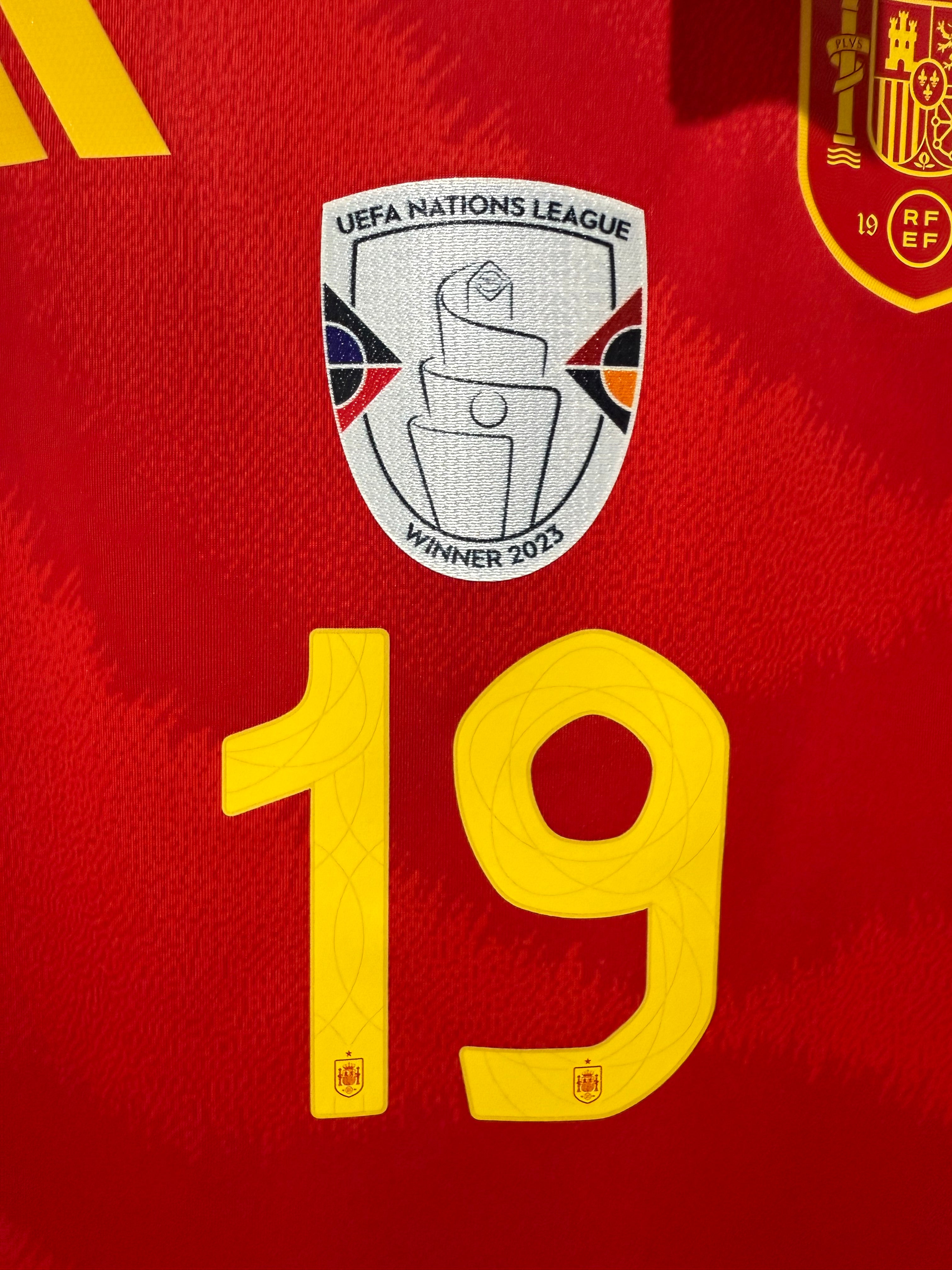 Lamine Yamal #19 Adidas Authentic Spain Euro Final Home Jersey