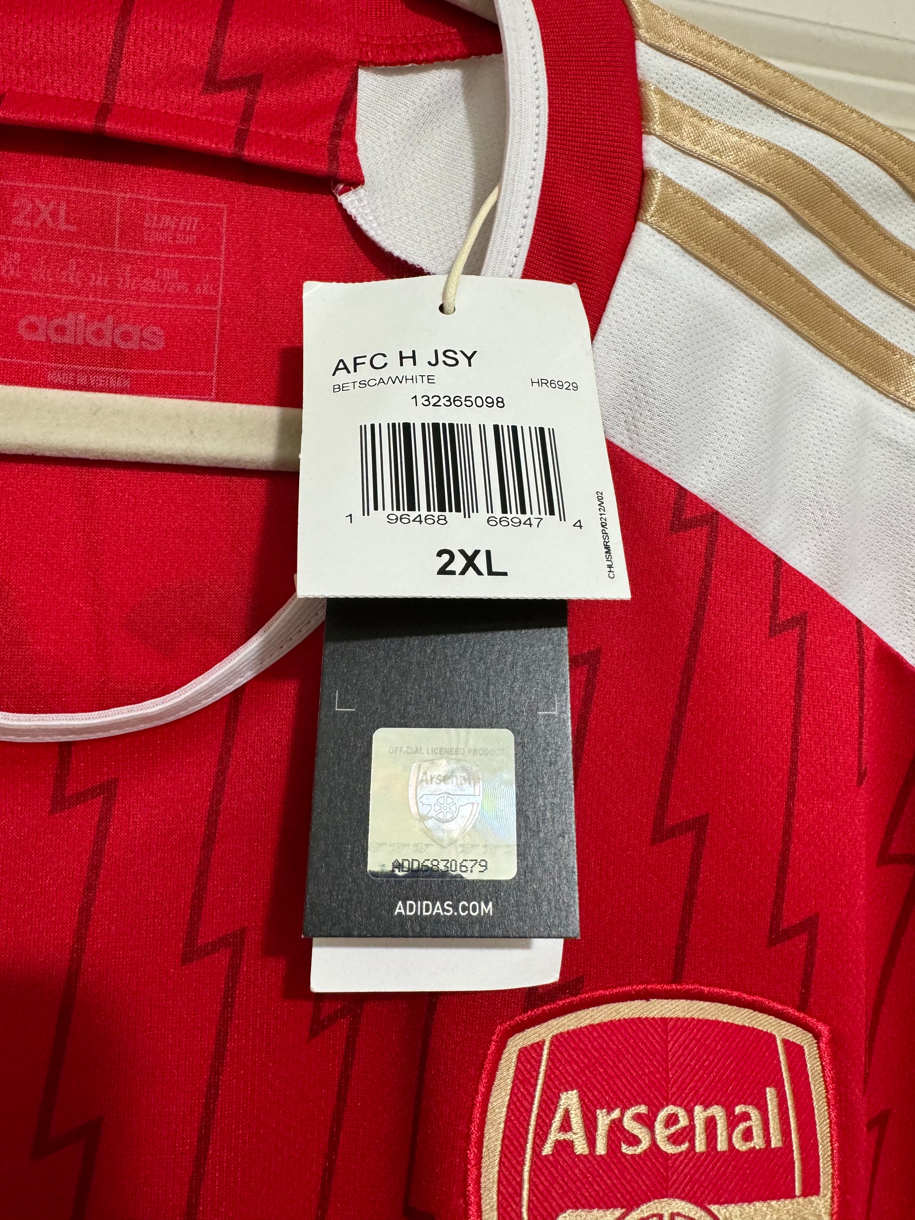 Odegaard #8 Mens 2XL Adidas Arsenal Home Jersey Premier League