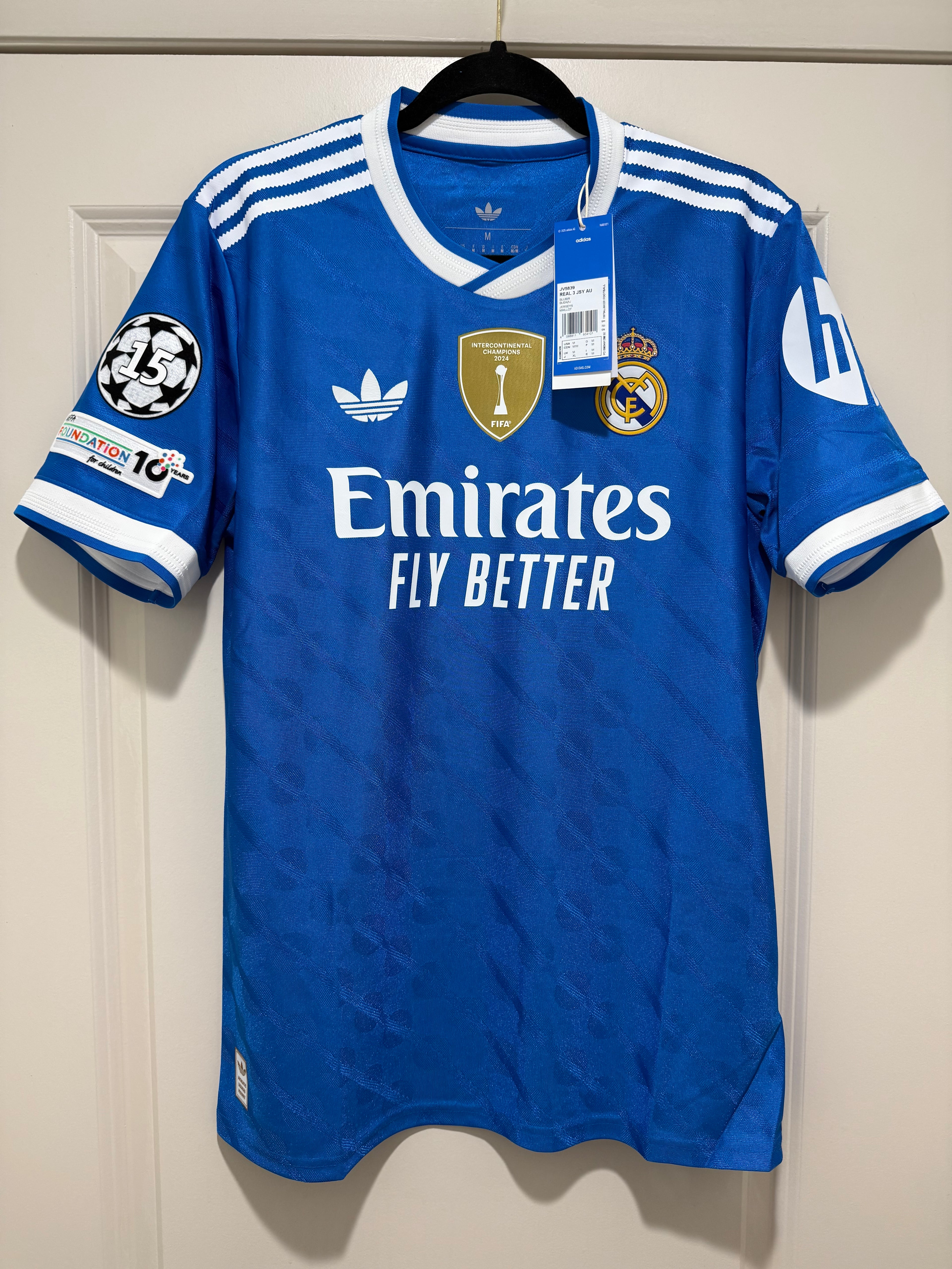 Kylian Mbappe #10 Mens MEDIUM Adidas Authentic Third Real Madrid UCL Jersey