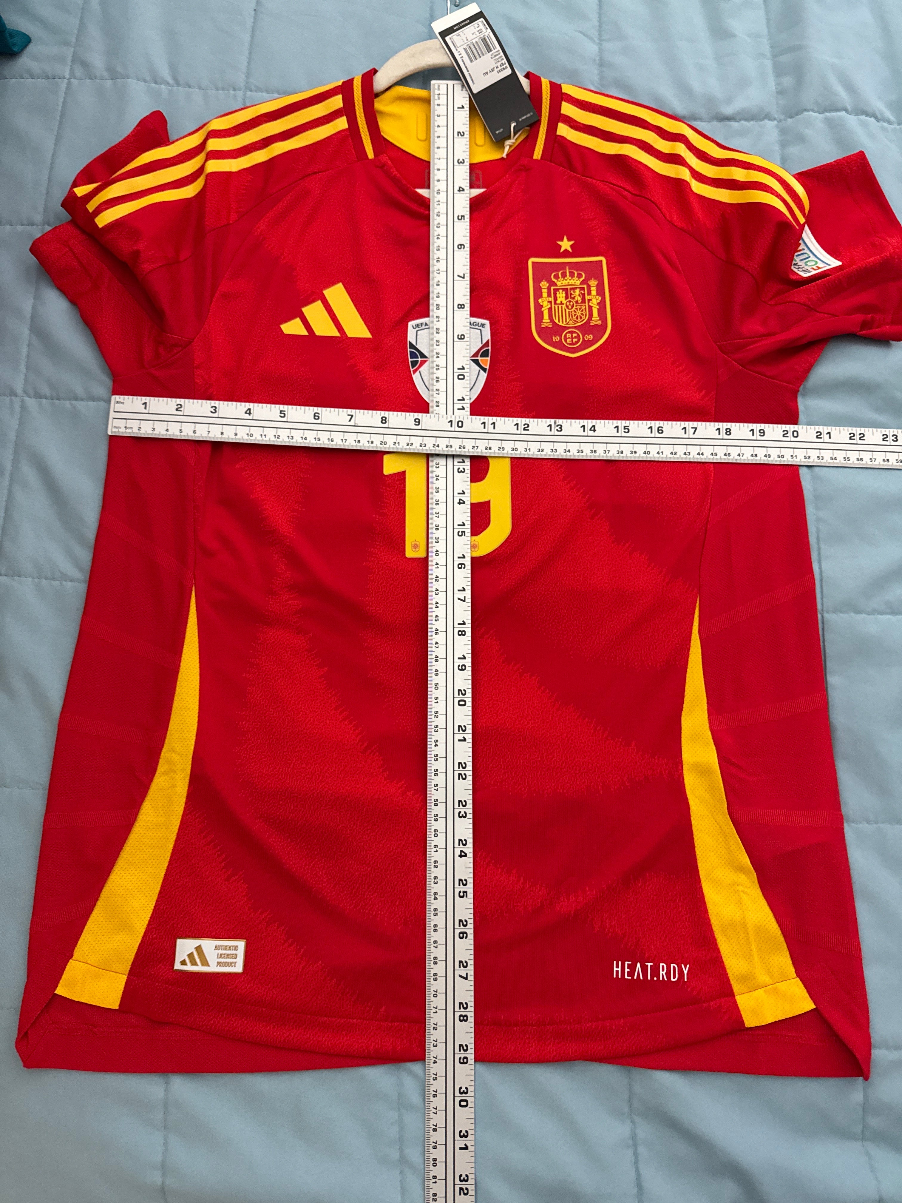Lamine Yamal #19 Adidas Authentic Spain Euro Final Home Jersey