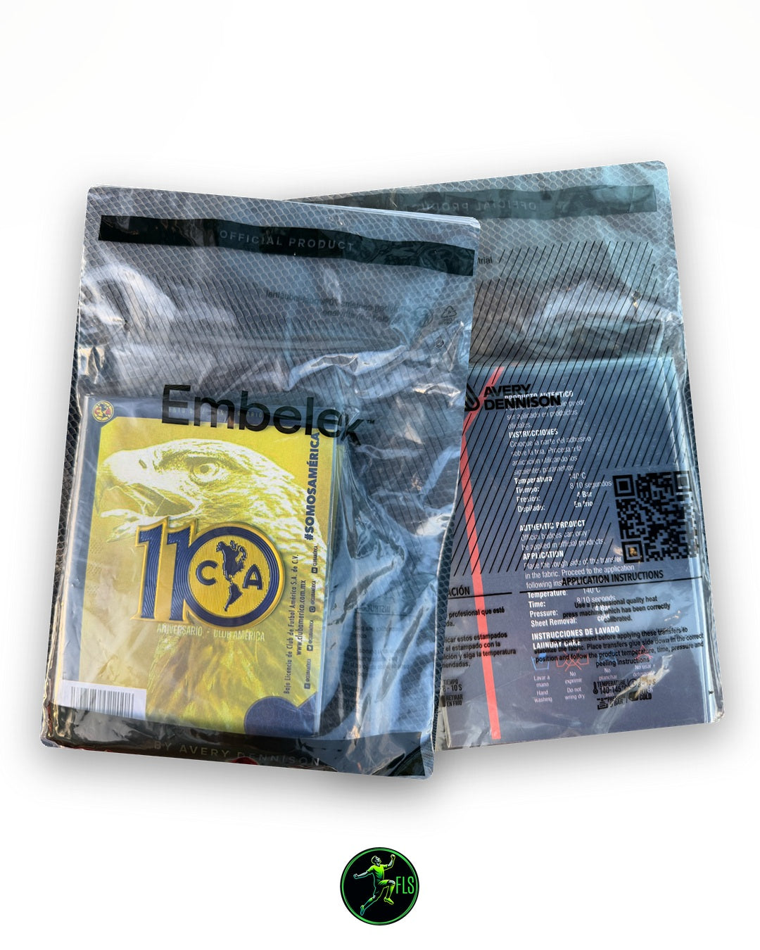 Front and back of the Club America 110th Anniversary badge package