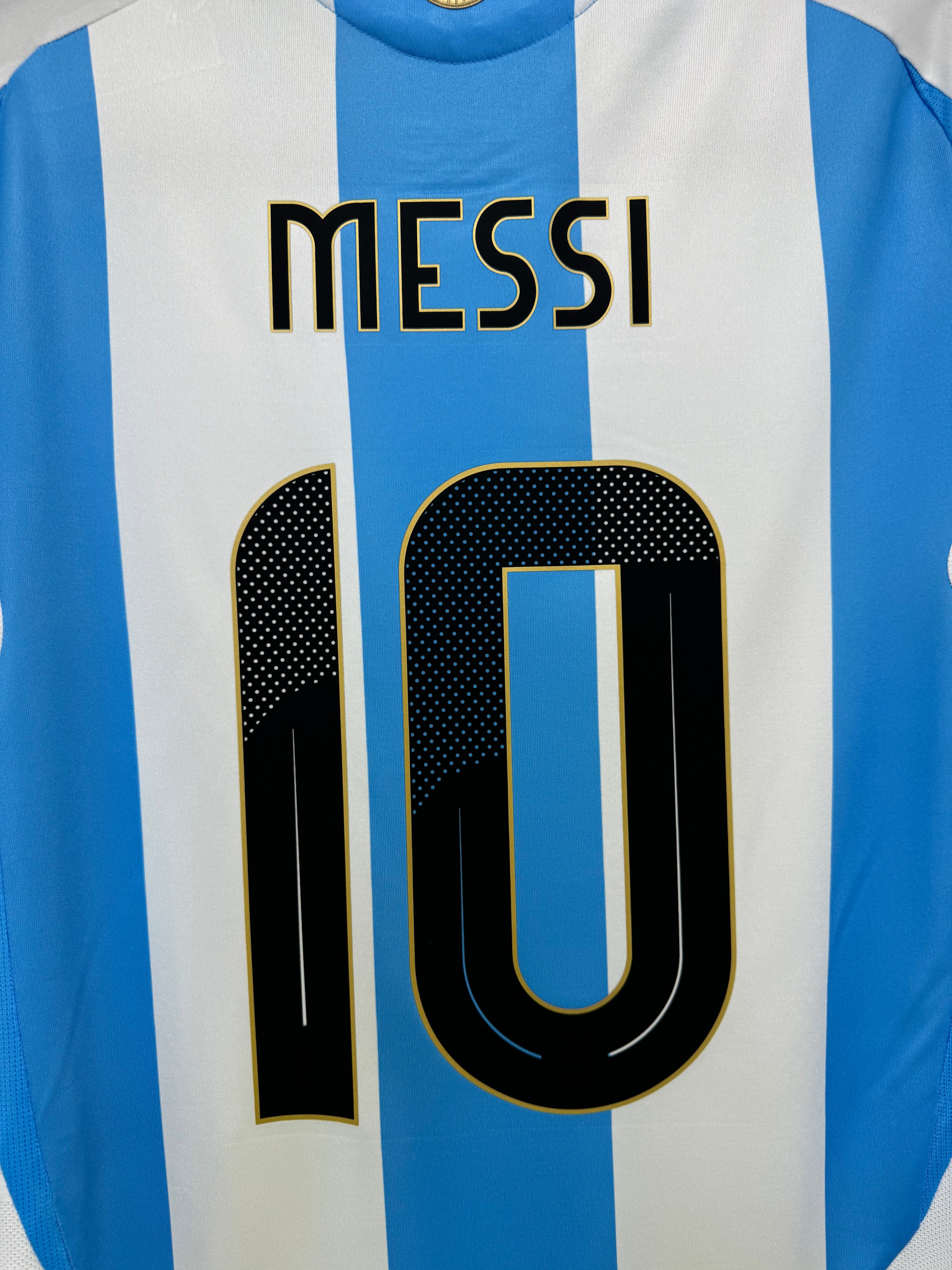 Camiseta de manga larga auténtica local de Adidas para hombre de tamaño mediano Messi #10