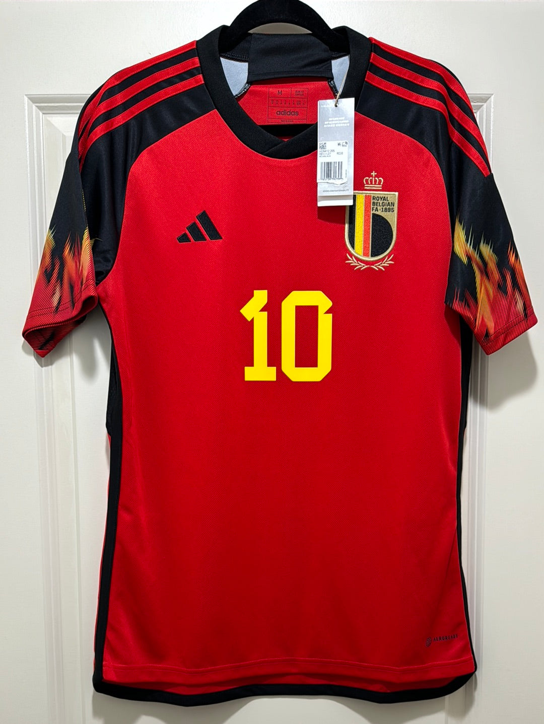 Camiseta local adidas Bélgica AeroReady de talla mediana Eden Hazard #10 para hombre