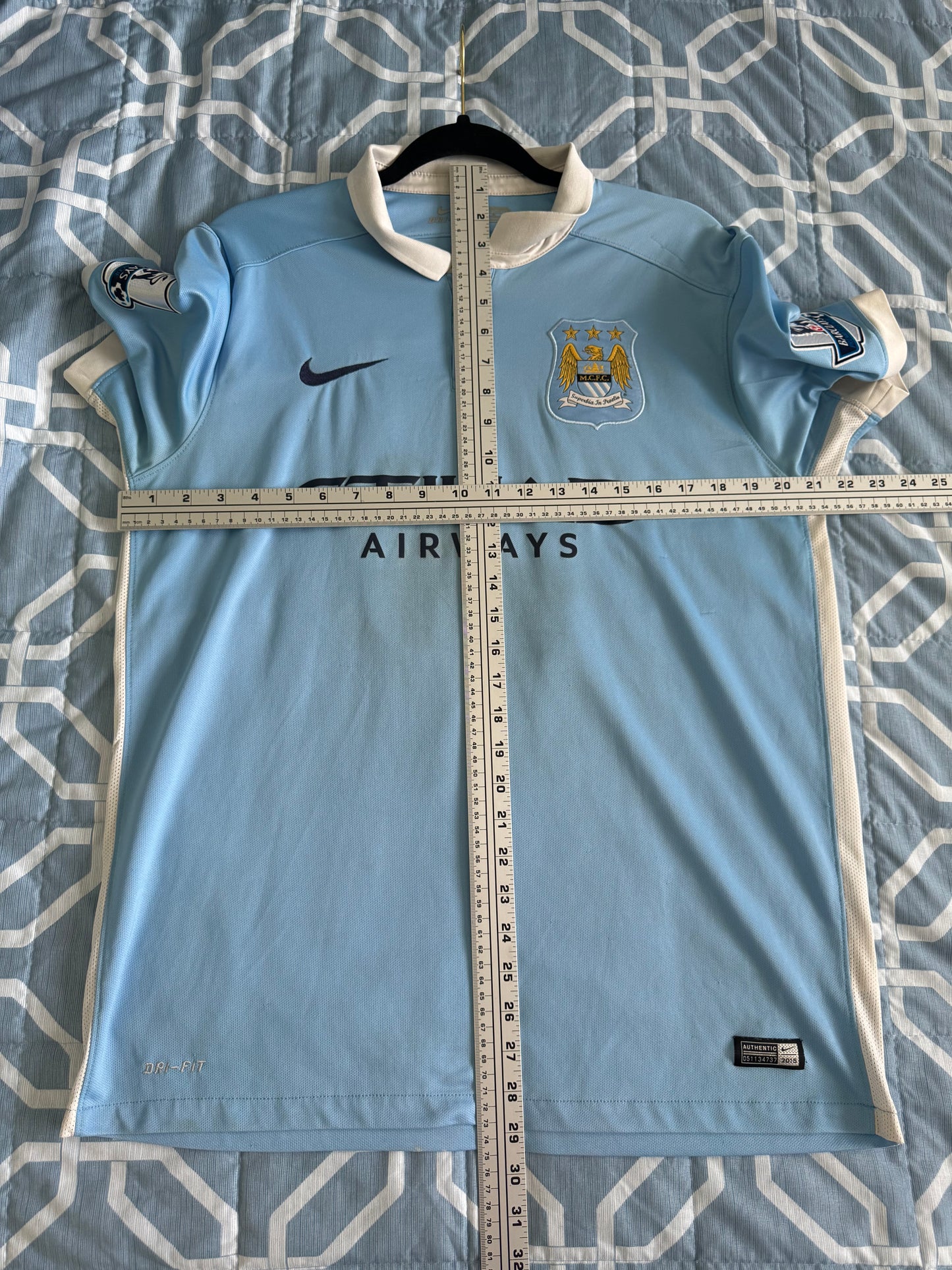 Kun Aguero #10 Mens LARGE Nike Stadium Manchester City Used Jersey