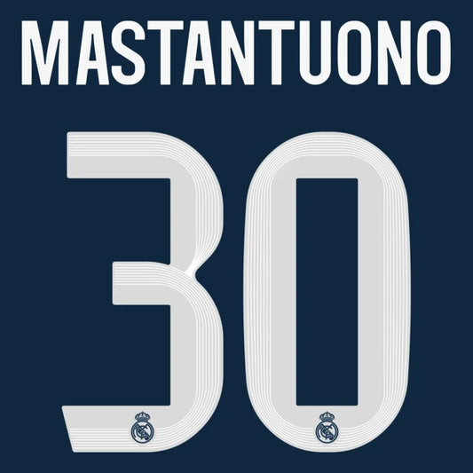 Mastantuono # 30 Authentic AWAY Official Name Set Adult Player Size