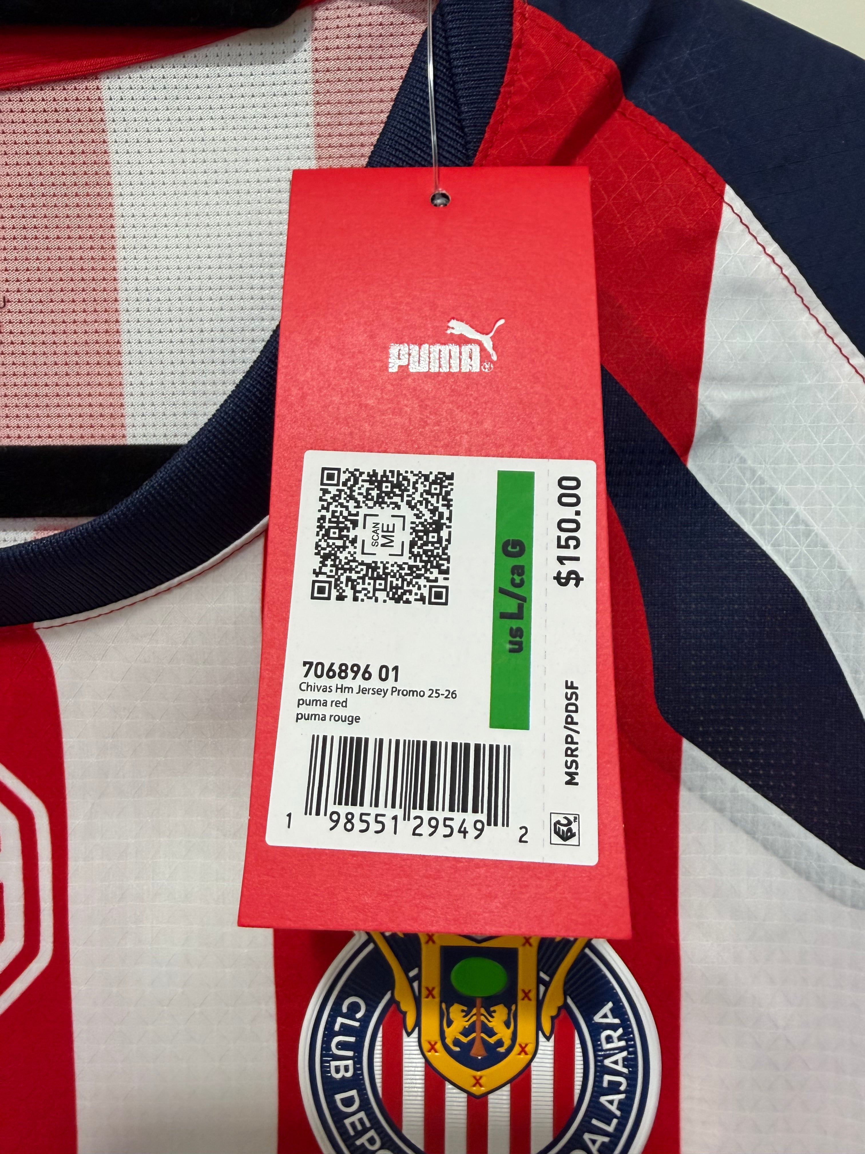 Hormiga González #34 Mens LARGE PUMA Chivas Guadalajara Authentic El Clásico Jersey