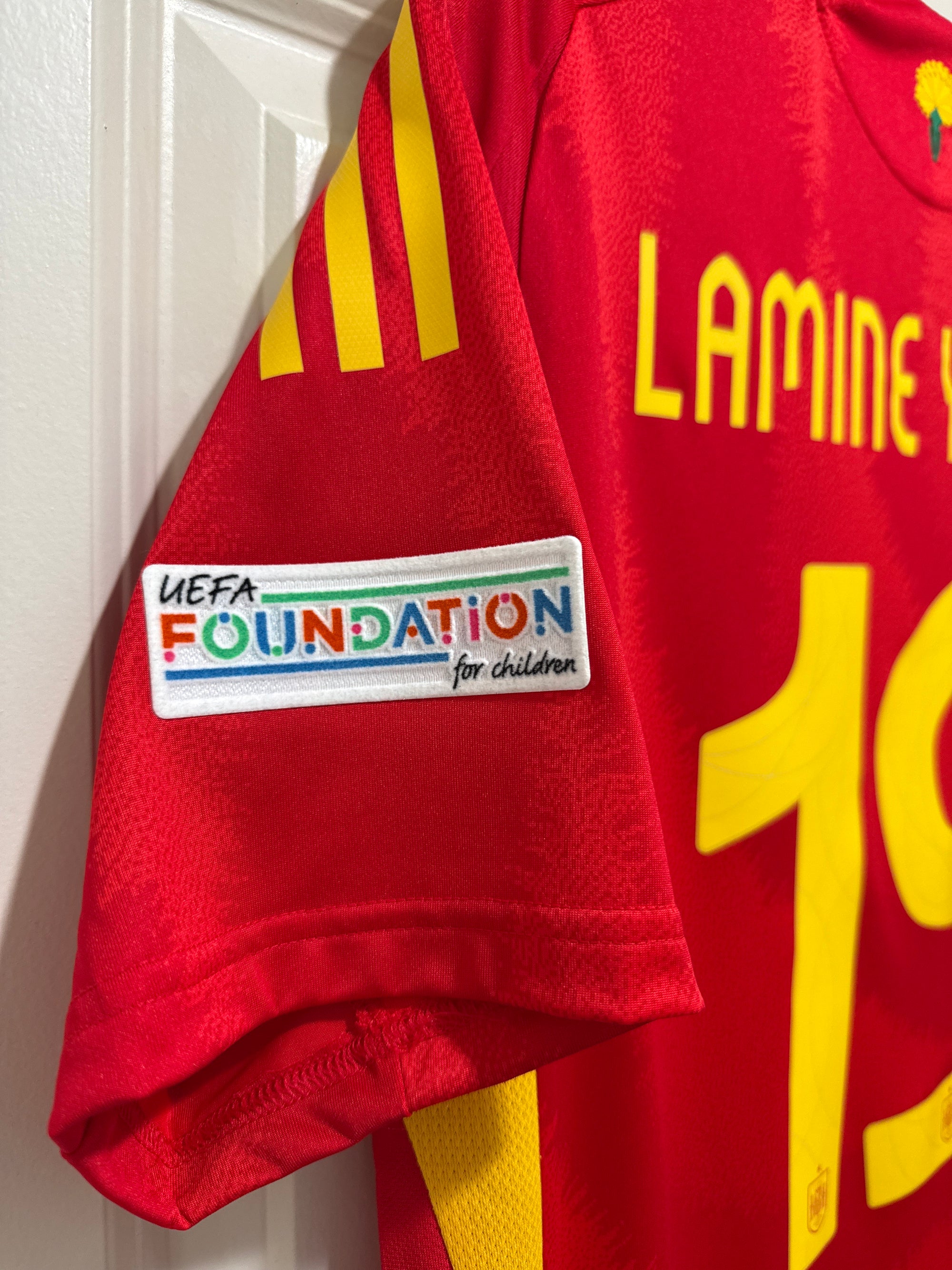 Lamine Yamal #19 Adidas Authentic Spain Euro Final Home Jersey