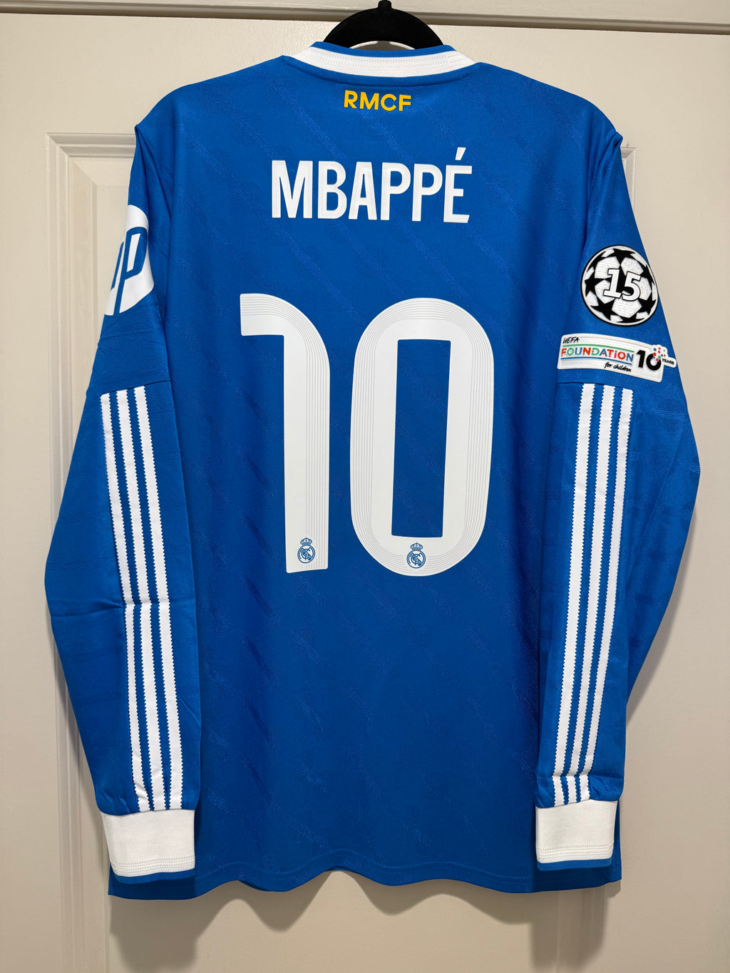Mbappe #10 Mens LARGE Adidas Real Madrid Authentic Long Sleeve Third Jersey