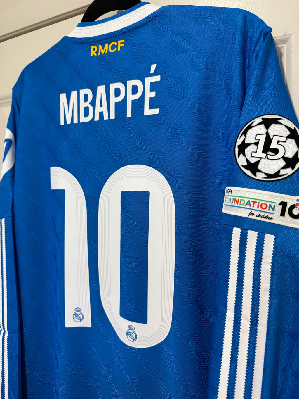 Mbappe #10 Mens LARGE Adidas Real Madrid Authentic Long Sleeve Third Jersey