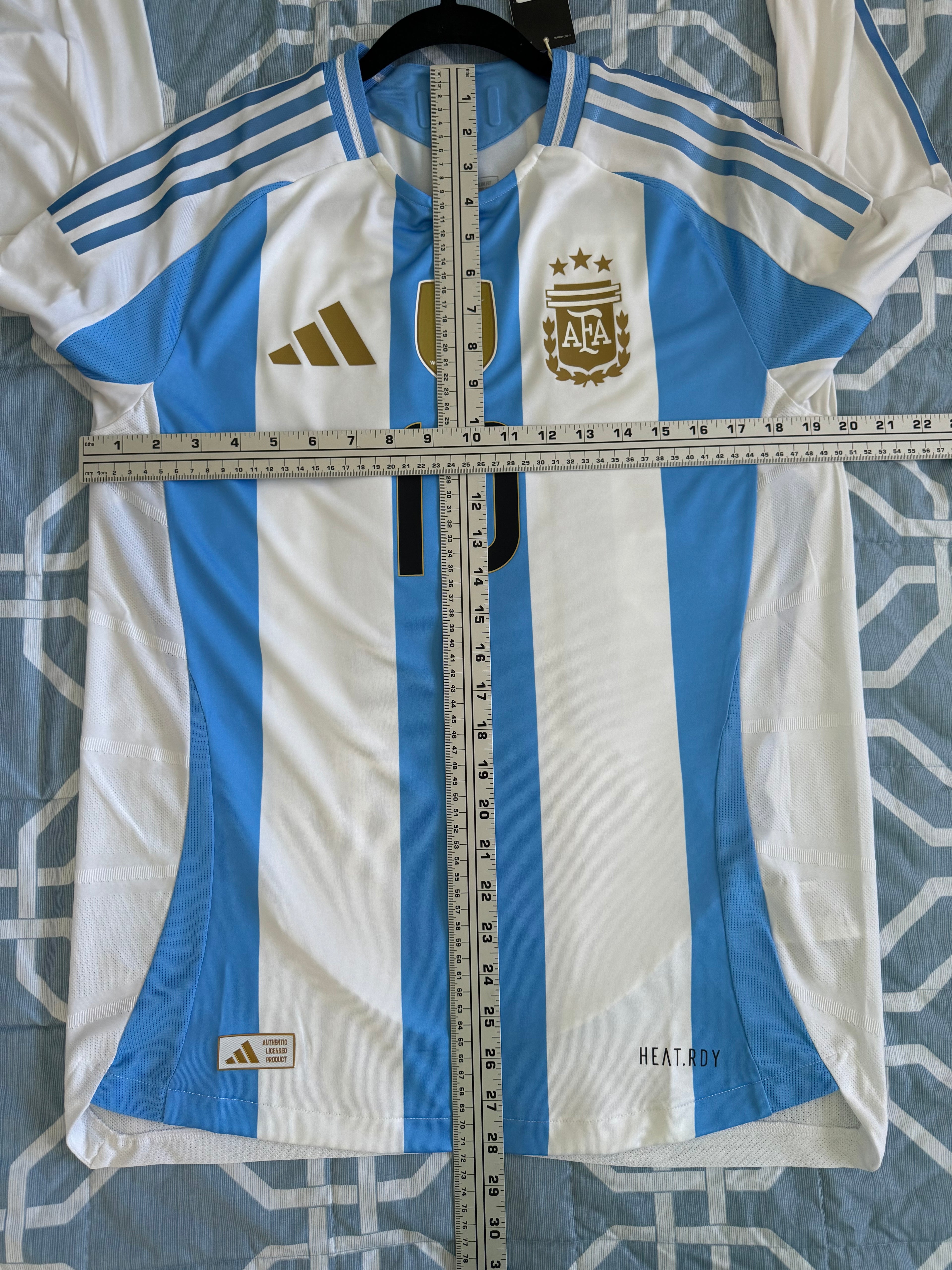 Camiseta de manga larga auténtica local de Adidas para hombre de tamaño mediano Messi #10