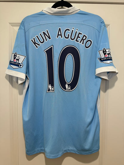 Kun Aguero #10 Mens LARGE Nike Stadium Manchester City Used Jersey
