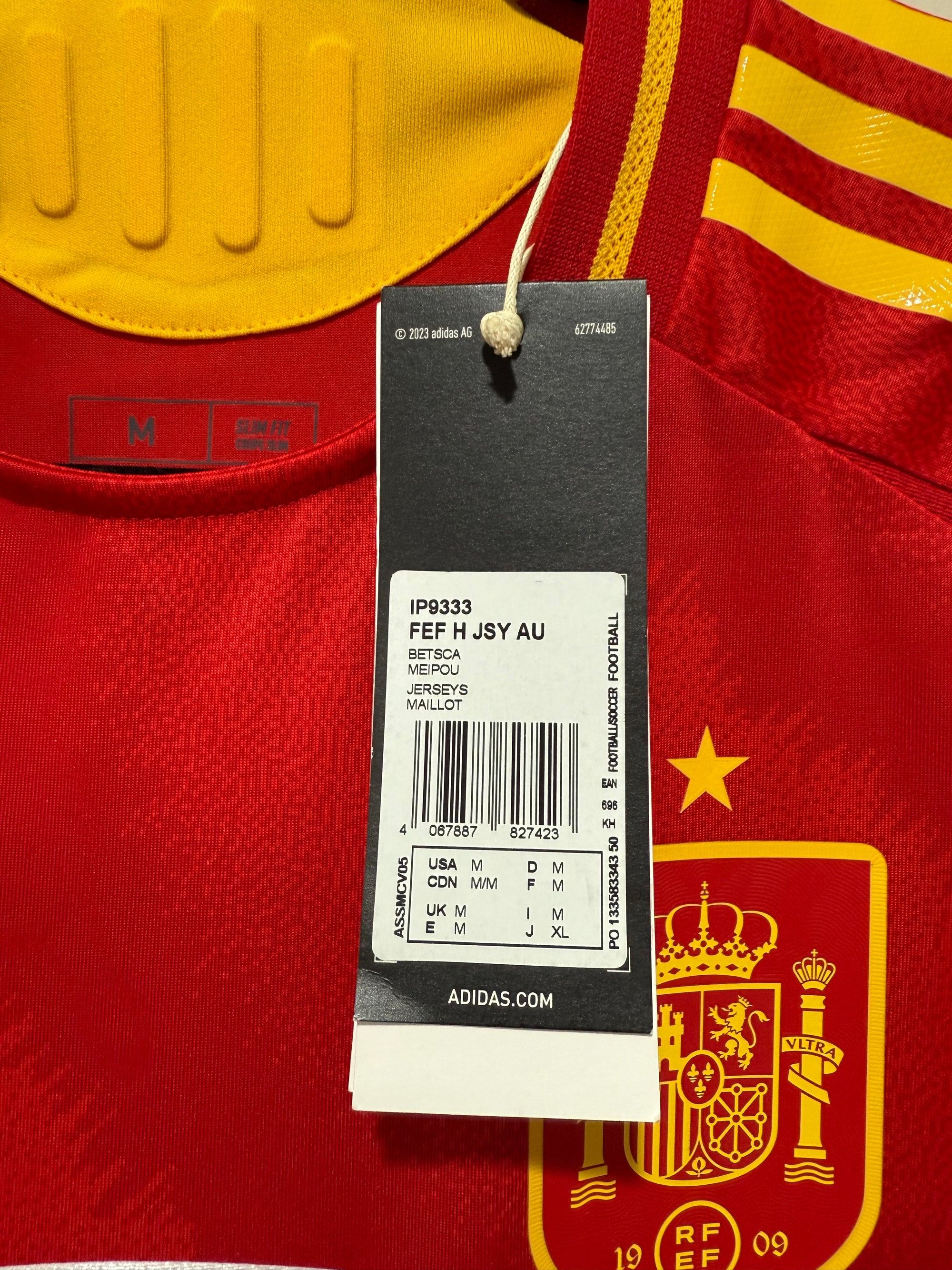 Lamine Yamal #19 Adidas Authentic Spain Euro Final Home Jersey