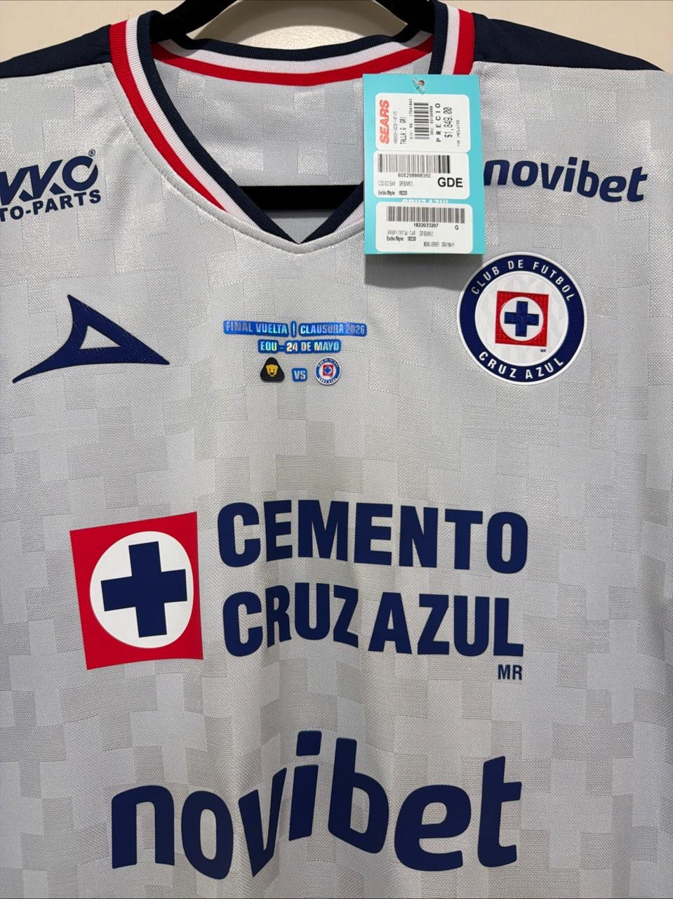 Charly Rodríguez #19 Mens LARGE Pirma Cruz Azul Away Final Liga Mx Jersey