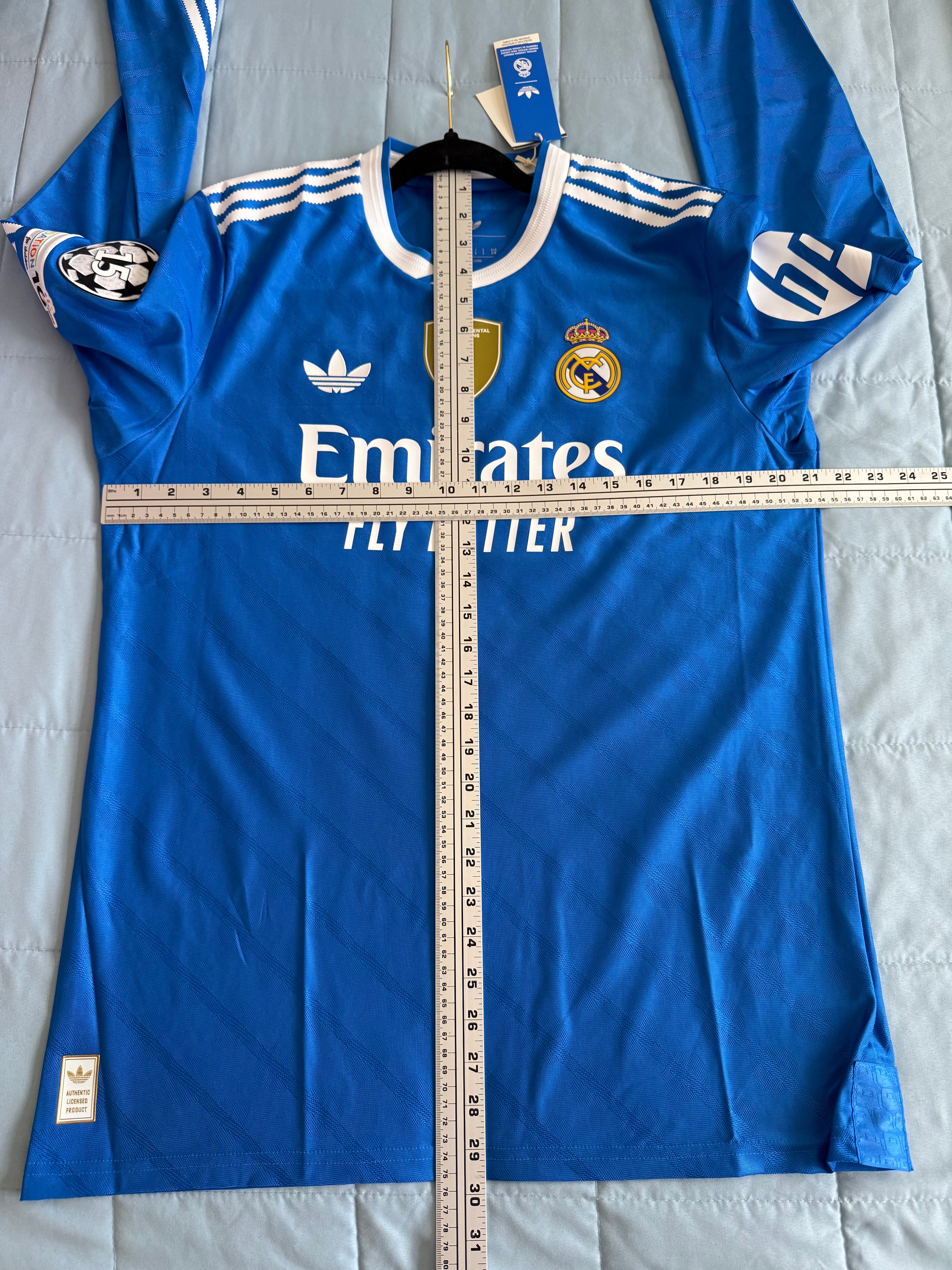 Mbappe #10 Mens LARGE Adidas Real Madrid Authentic Long Sleeve Third Jersey