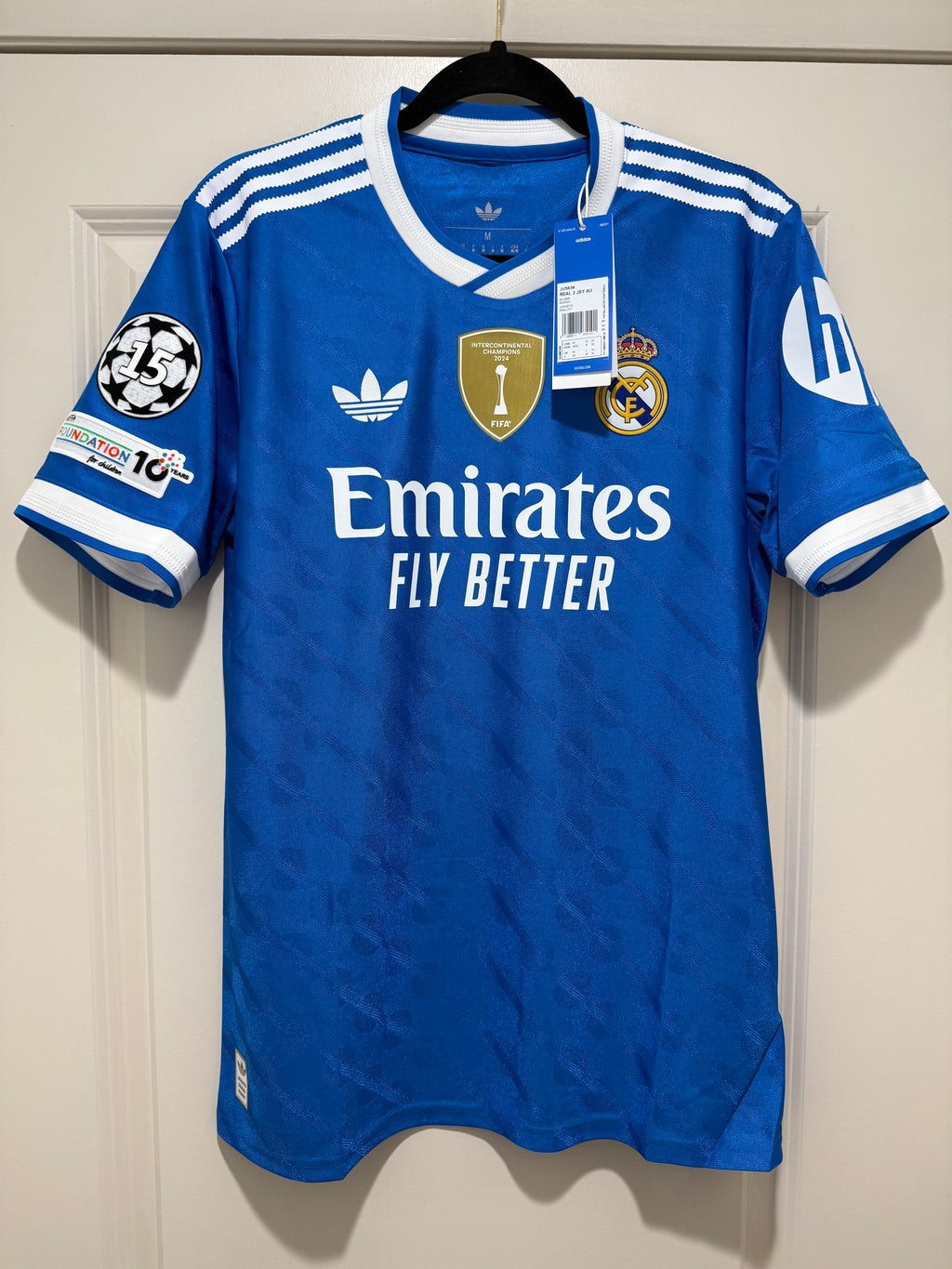 Kylian Mbappe #10 Mens MEDIUM Adidas Authentic Third Real Madrid UCL Jersey