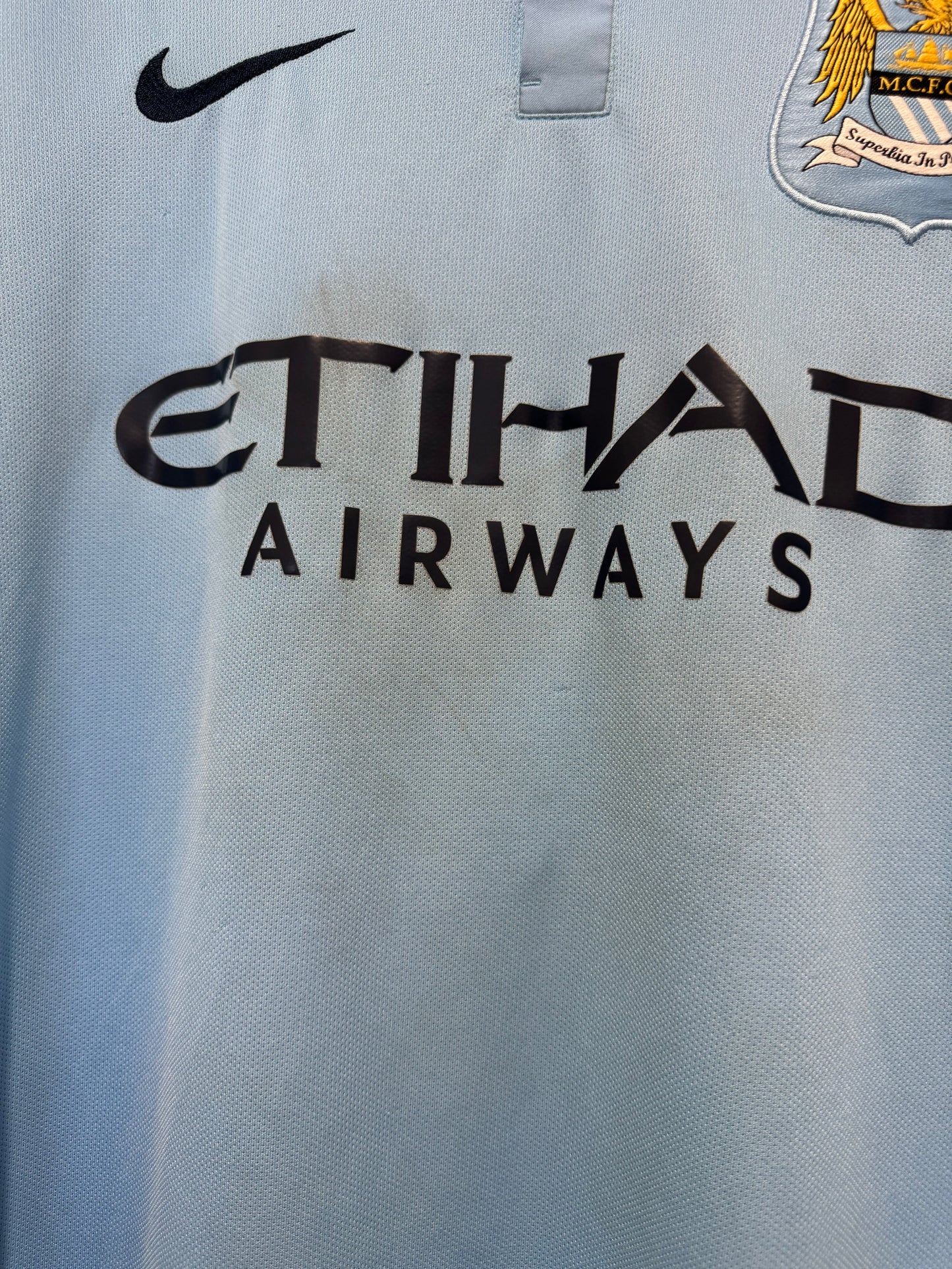 Kun Aguero #10 Mens LARGE Nike Stadium Manchester City Used Jersey