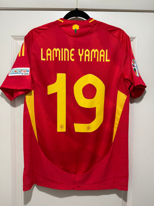 Lamine Yamal #19 Adidas Authentic Spain Euro Final Home Jersey