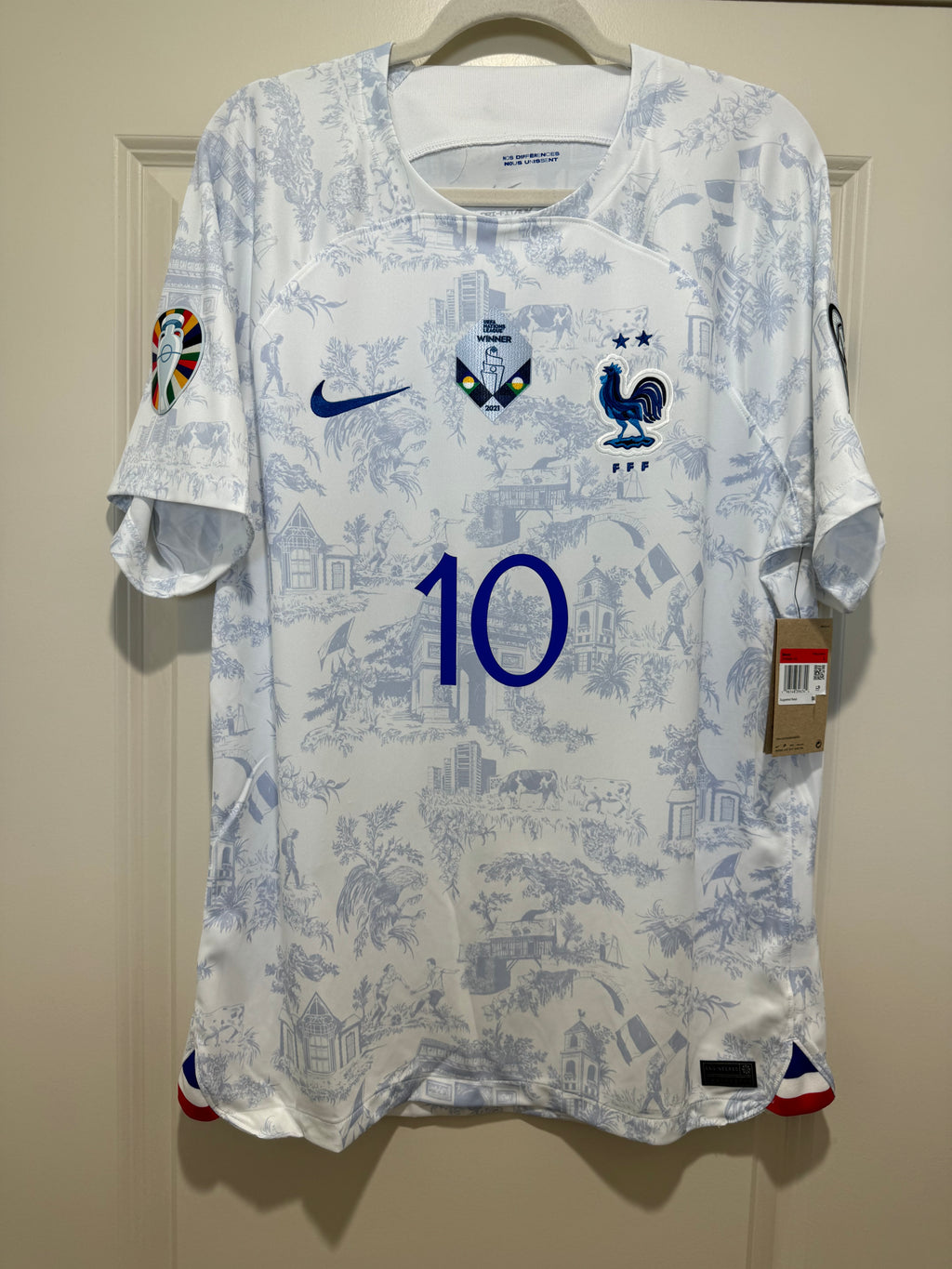 Camiseta Nike de visitante para hombre número 10 de Mbappé para la fase de clasificación para la Eurocopa