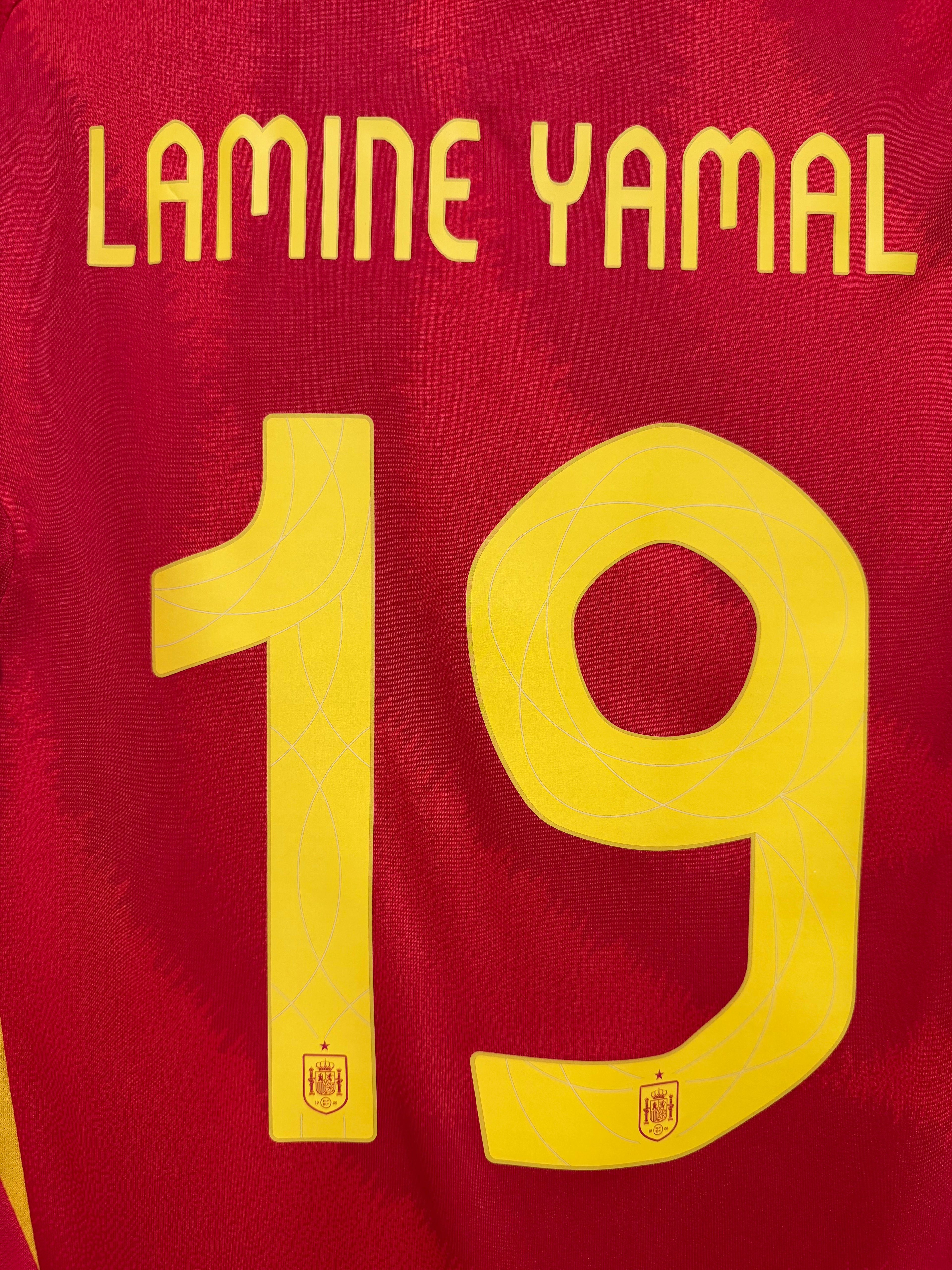 Lamine Yamal #19 Men’s MEDIUM Spain Euro 2024 Home Authentic Jersey