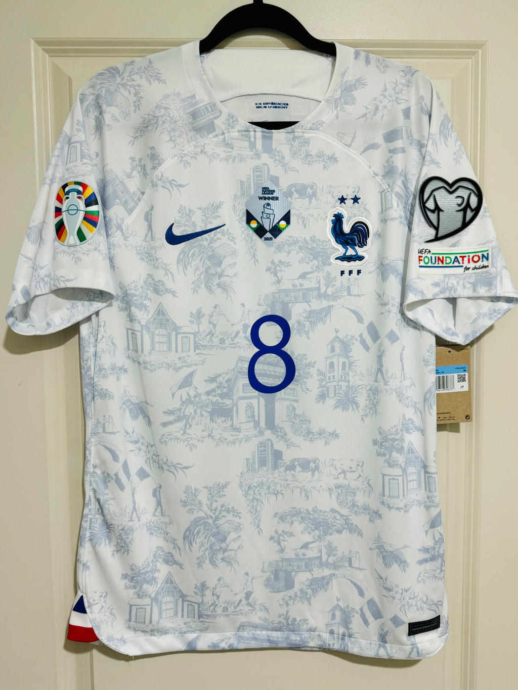 Camiseta Nike de visitante de Francia para la fase de clasificación para la Eurocopa, número 8, para hombre, de talla mediana