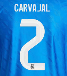 Carvajal #2 Authentic Third Name Set Adult Player Size