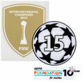25-26 UCL Starball 15 Times Winner + 10th Anniversary UEFA Foundation + Intercontinental Cup Winners Badge Set