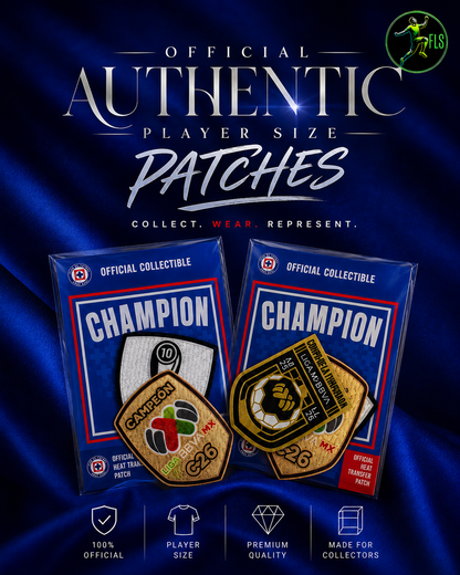 Cruz Azul Official Authentic Player Size Champions Patches Liga MX