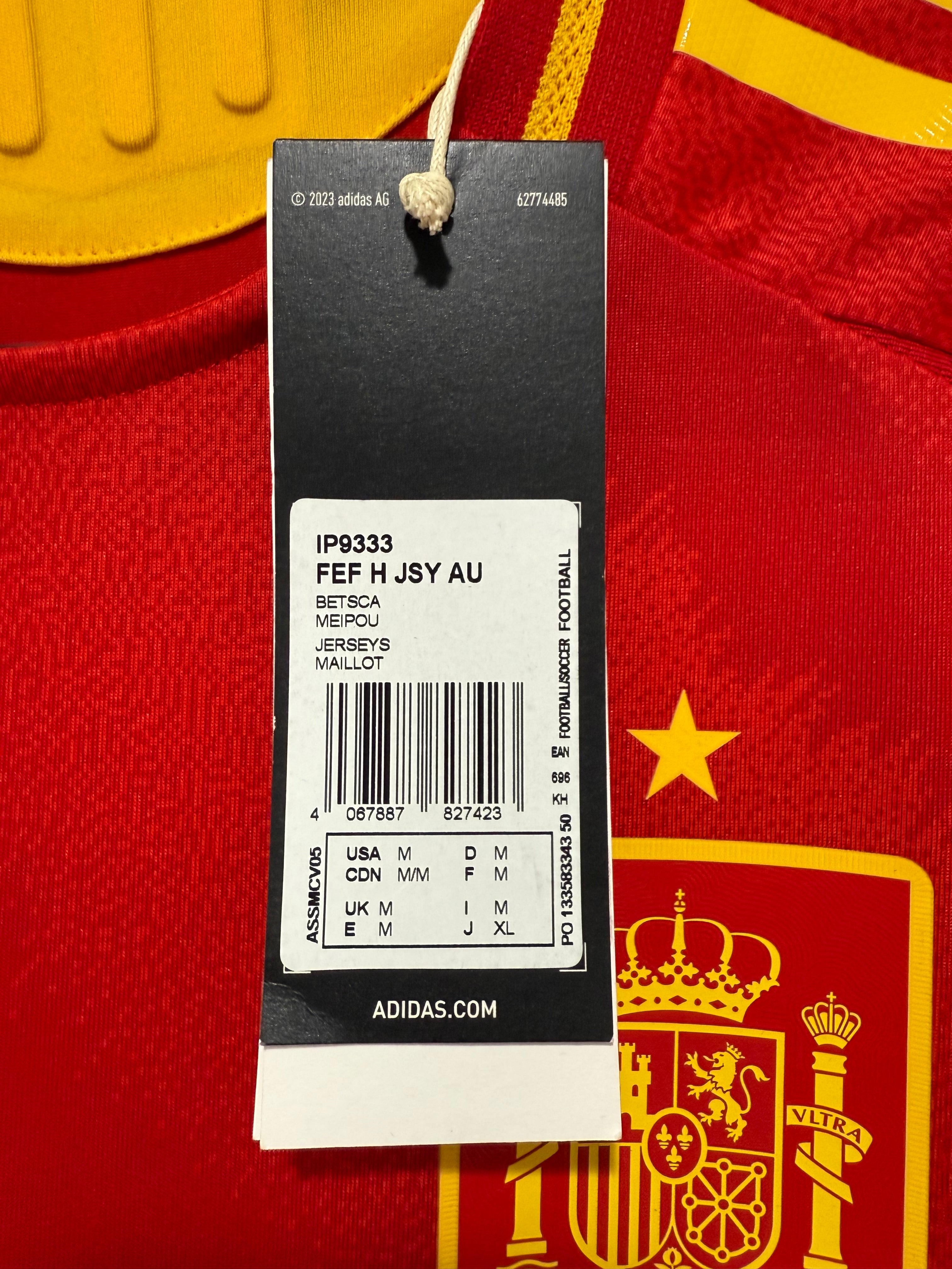 Lamine Yamal #19 Men’s MEDIUM Spain Euro 2024 Home Authentic Jersey