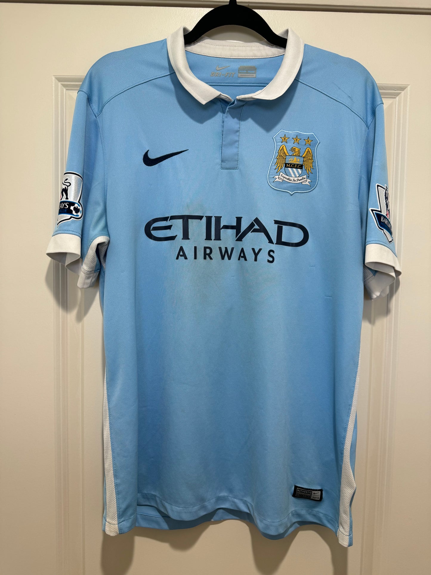 Kun Aguero #10 Mens LARGE Nike Stadium Manchester City Used Jersey