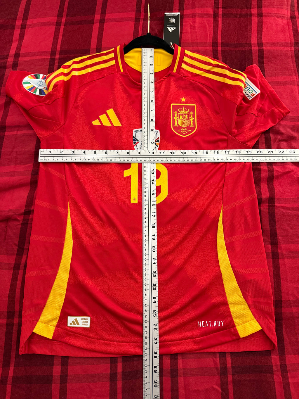 Lamine Yamal #19 Adidas Authentic Spain Euro Final Home Jersey