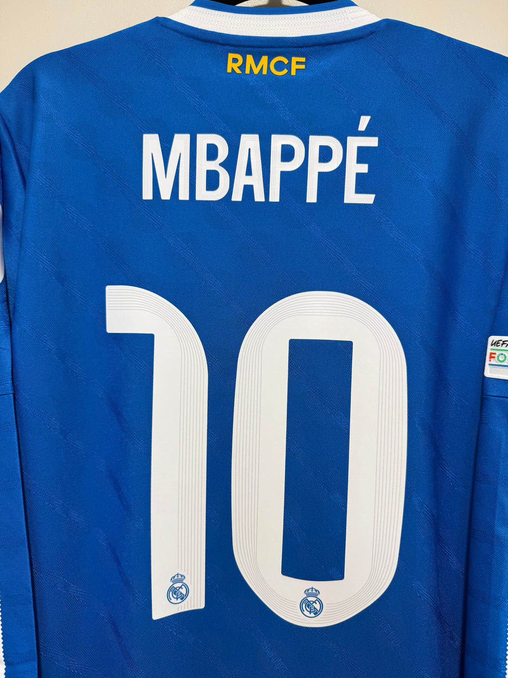 Mbappe #10 Mens LARGE Adidas Real Madrid Authentic Long Sleeve Third Jersey