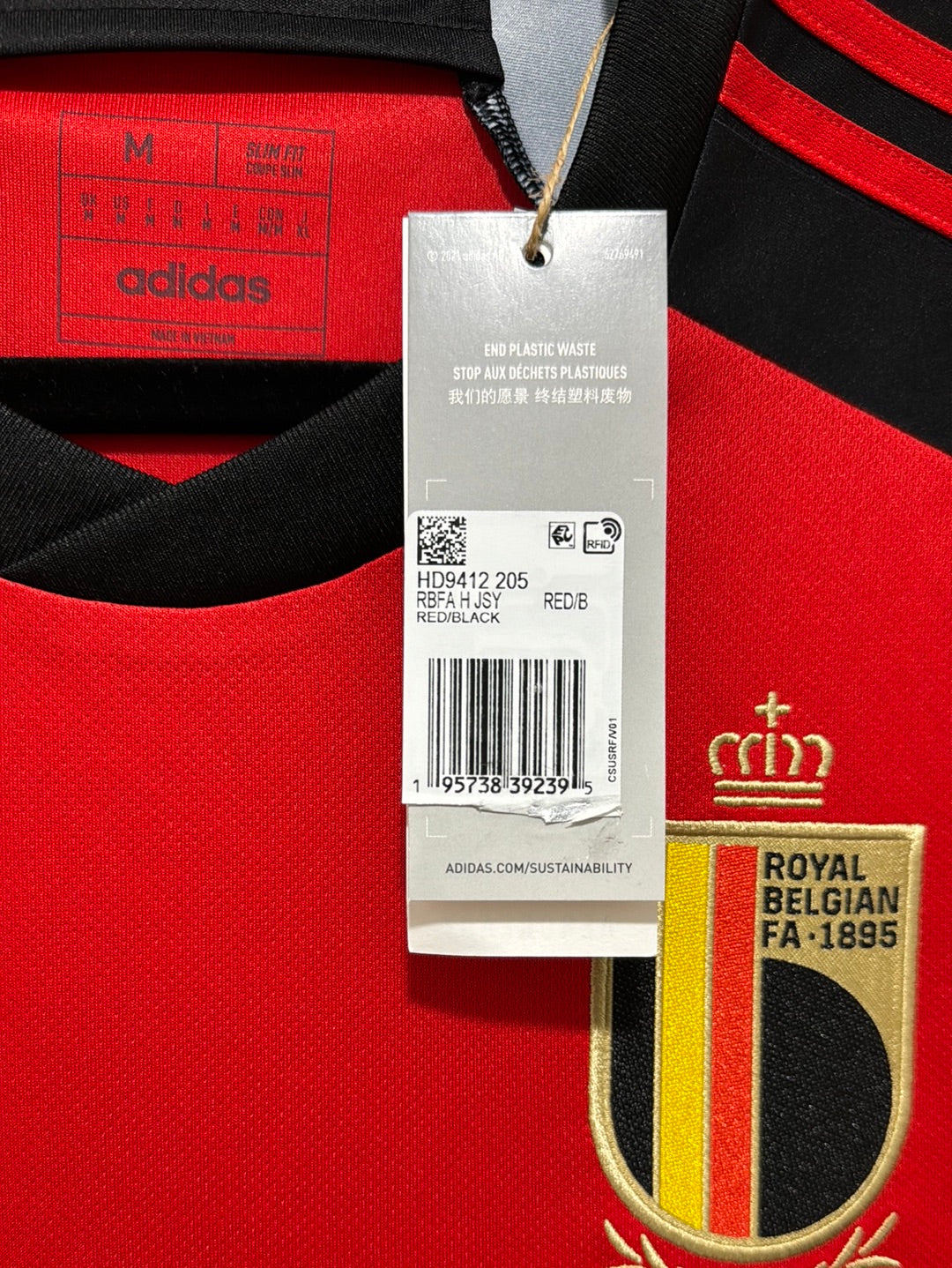 Camiseta local adidas Bélgica AeroReady de talla mediana Eden Hazard #10 para hombre