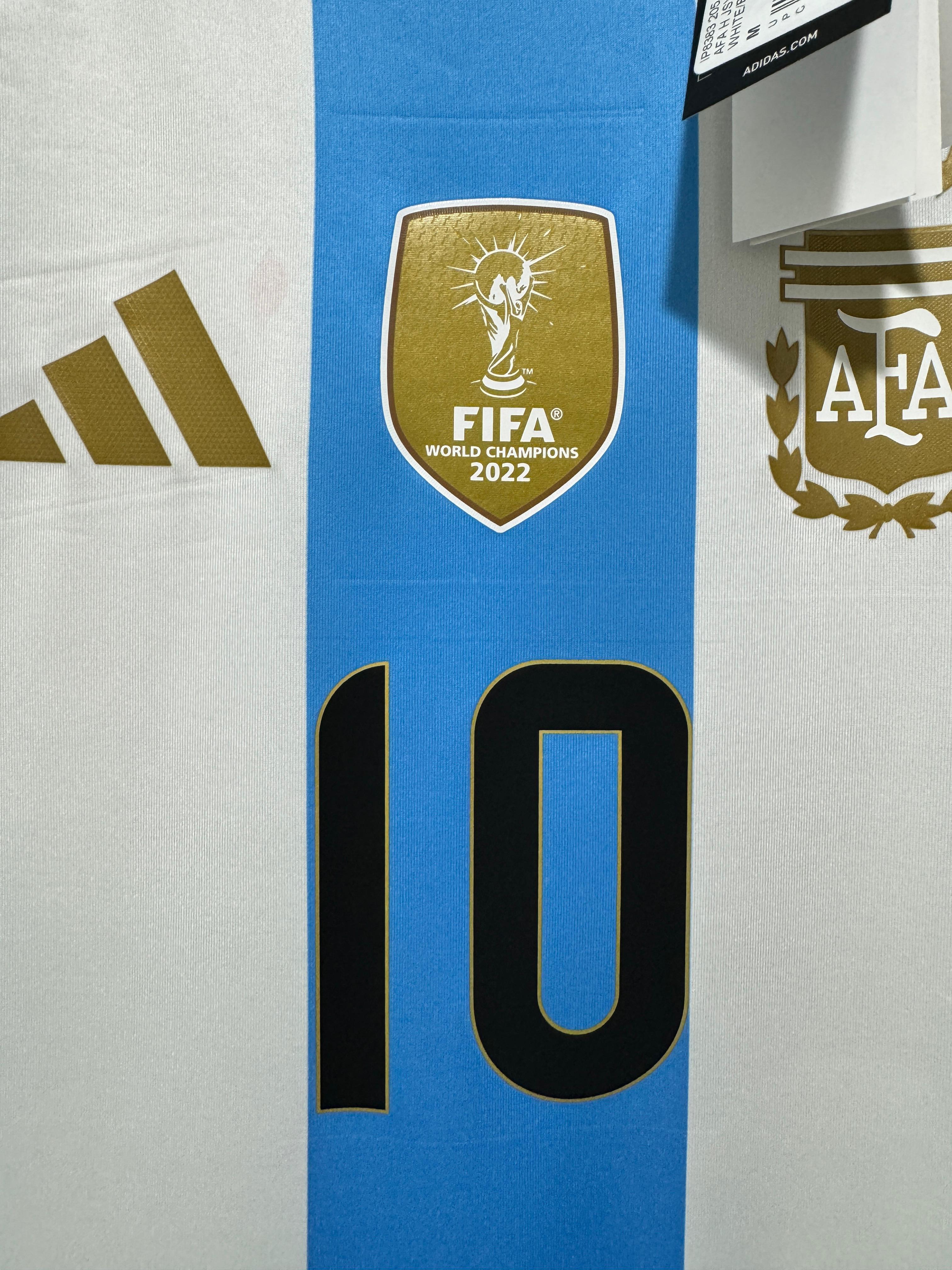 Camiseta local auténtica de manga larga de Argentina de Adidas de tamaño mediano Messi n.° 10 para hombre