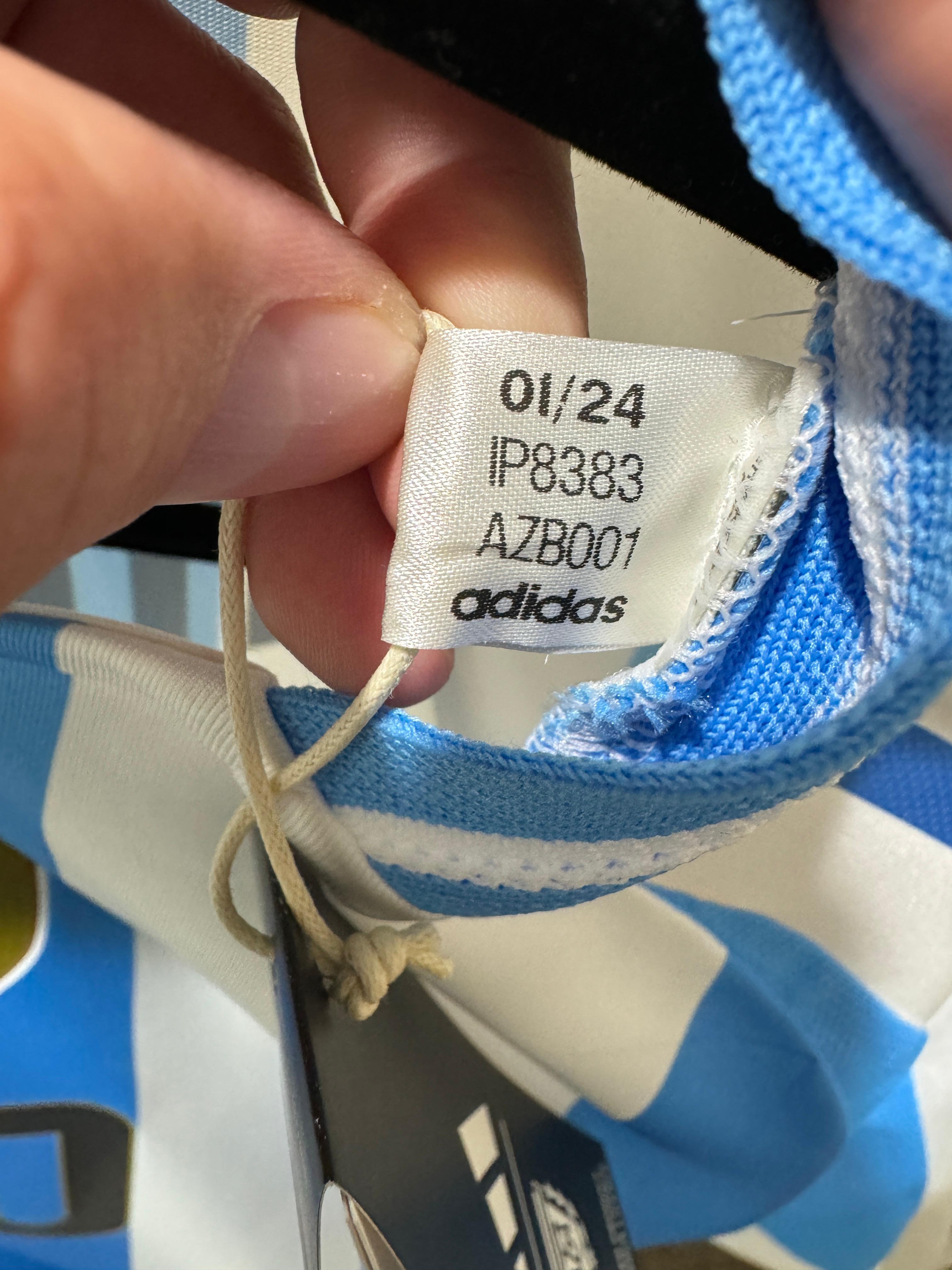 Camiseta local auténtica de manga larga de Argentina de Adidas de tamaño mediano Messi n.° 10 para hombre