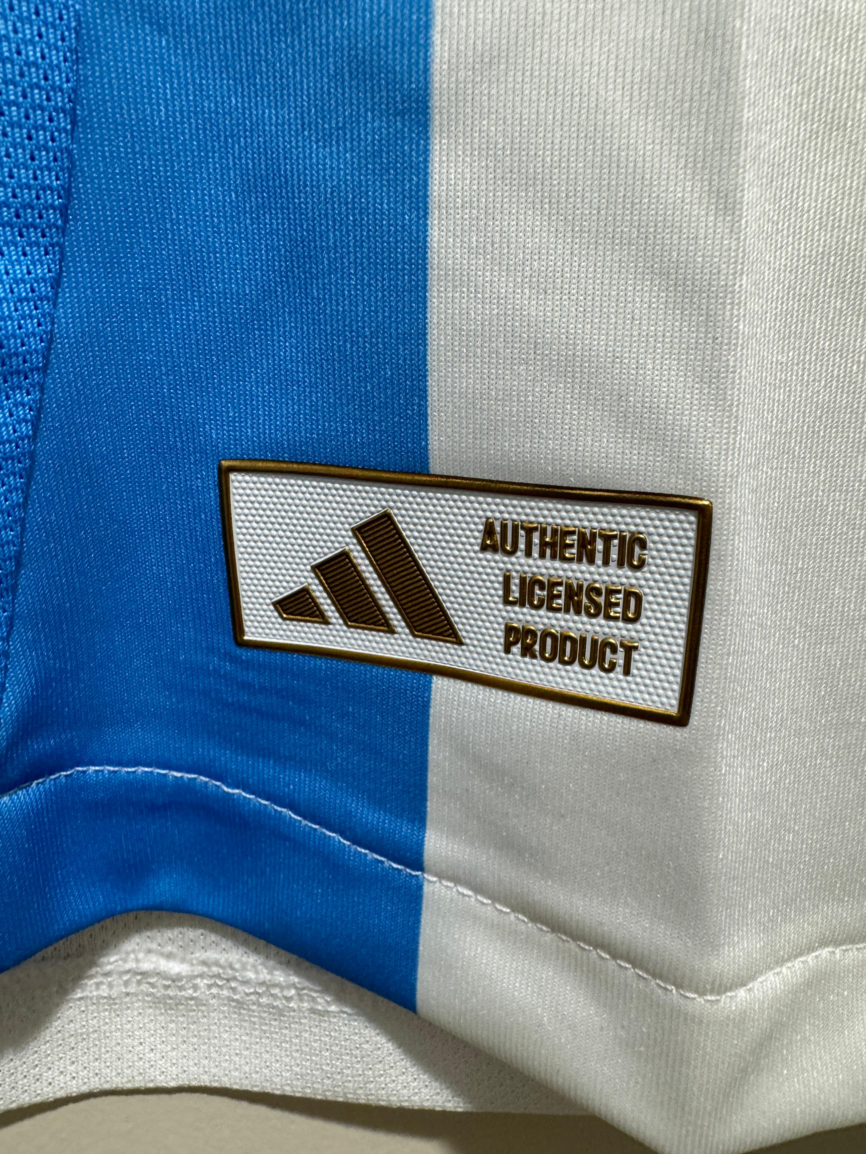 Camiseta local auténtica de manga larga de Argentina de Adidas de tamaño mediano Messi n.° 10 para hombre