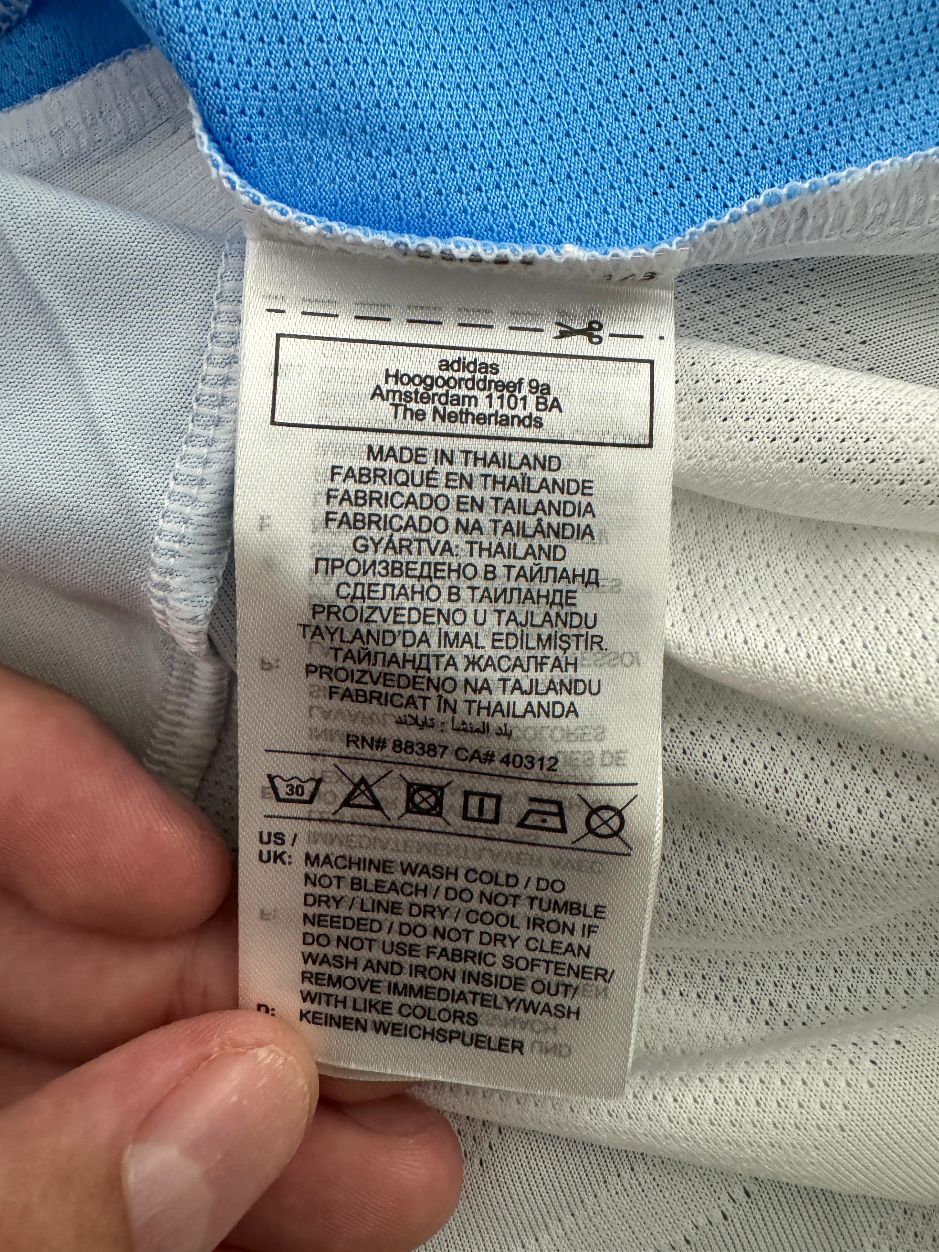 Camiseta local auténtica de manga larga de Argentina de Adidas de tamaño mediano Messi n.° 10 para hombre