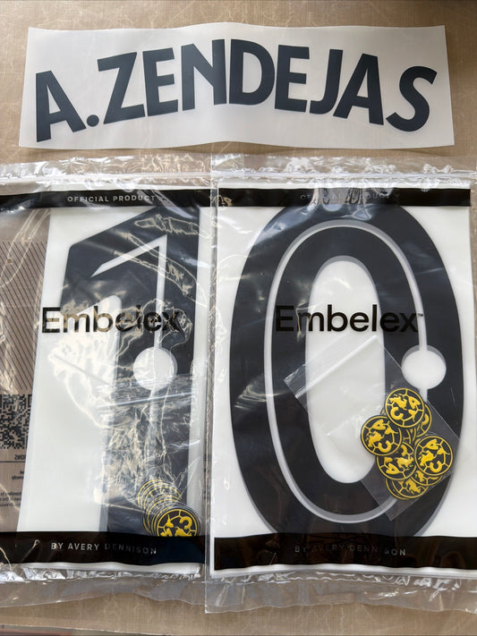 Alex Zendejas #10 Official Authentic Player Size Home Name Set Adult