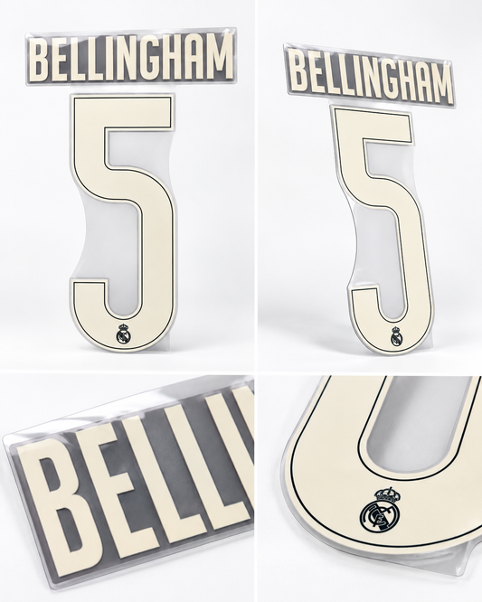 Bellingham #5 Real Madrid Away Name Set Authentic Player Size