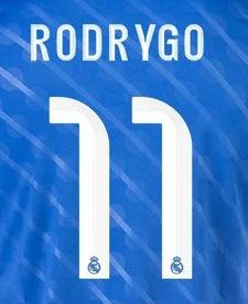 Rodrygo #11 Authentic Third Name Set Adult Player Size