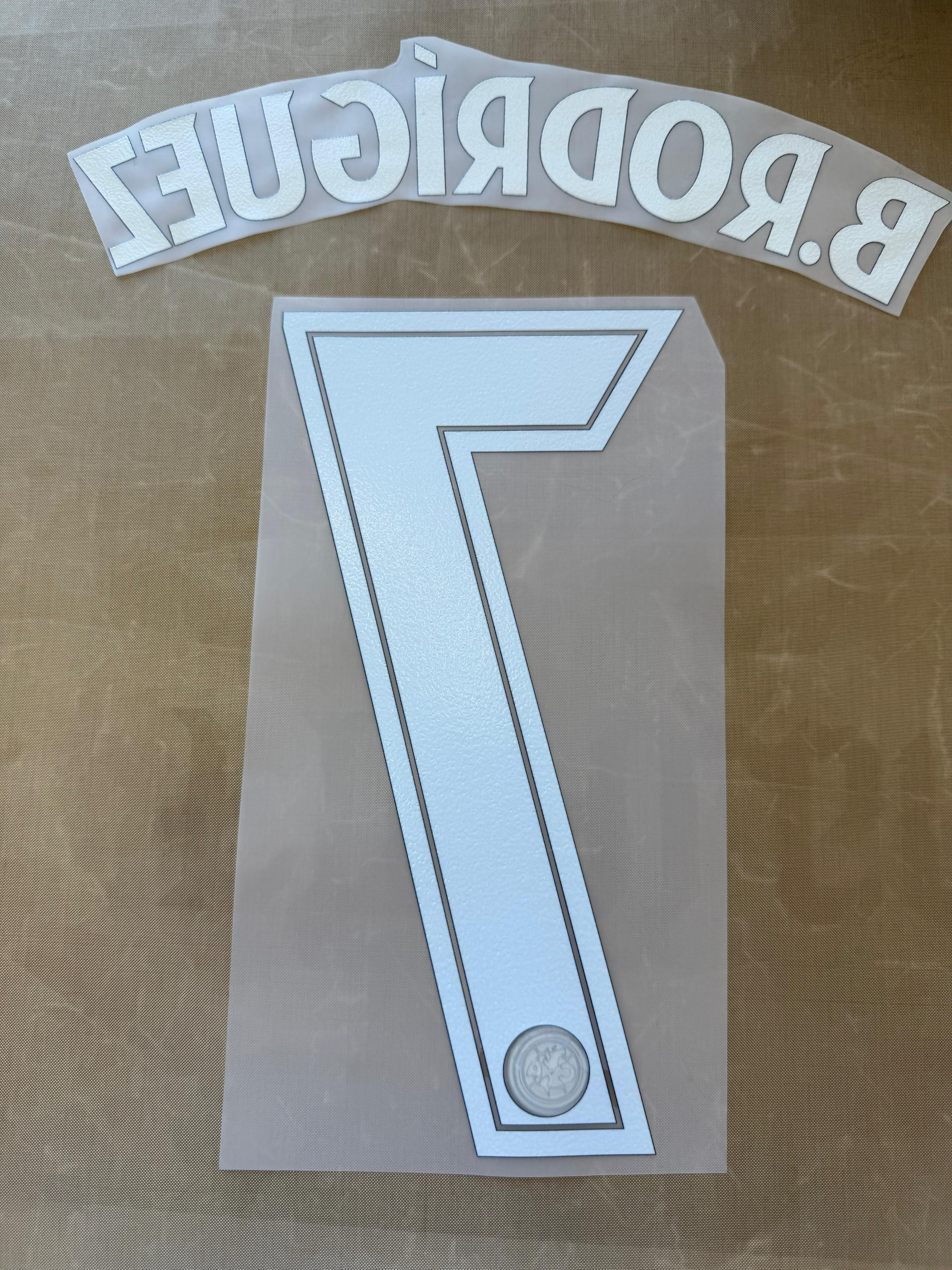 Brian Rodriguez #7 Official Authentic Player Size Full DTF Name Set