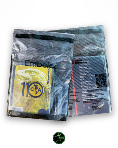 Front and back of the Club America 110th Anniversary badge package