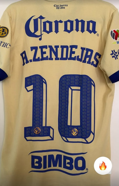 Club America 110 Years A. Zendejas #10 home jersey - back