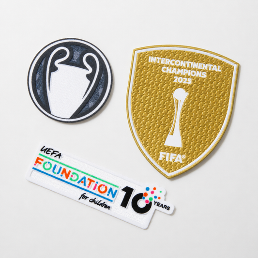 25-26 UCL Titleholder Trophy + 10th Anniversary UEFA Foundation Patch Set + Intercontinental Champions (PSG)