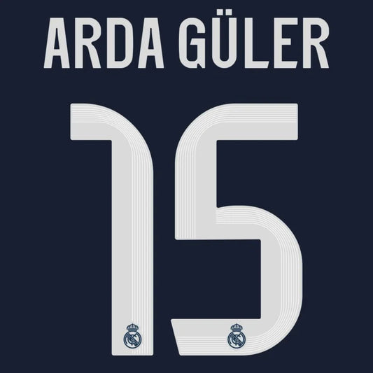 Arda Guler #15 Authentic AWAY Official Name Set Adult Player Size