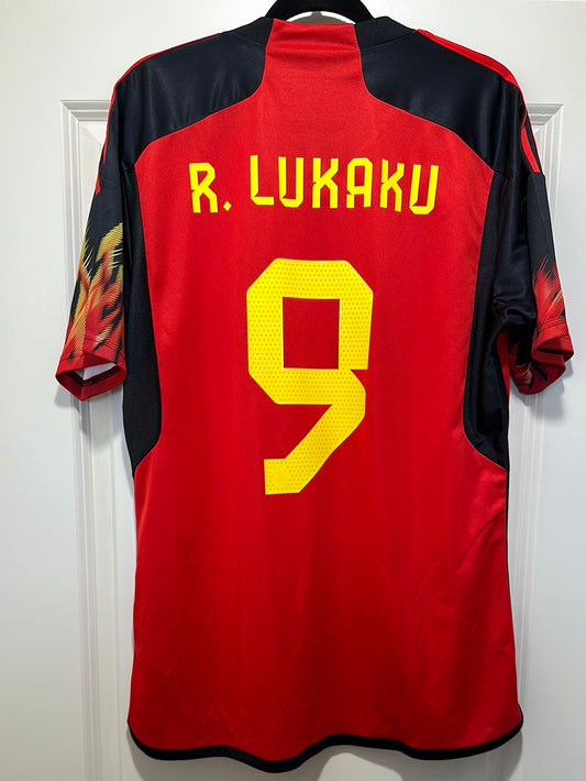 Romelu Lukaku #9 Men’s LARGE Adidas Belgium Home Jersey