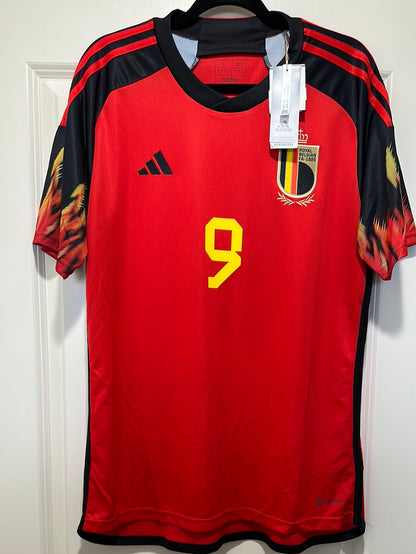 Romelu Lukaku #9 Men’s LARGE Adidas Belgium Home Jersey