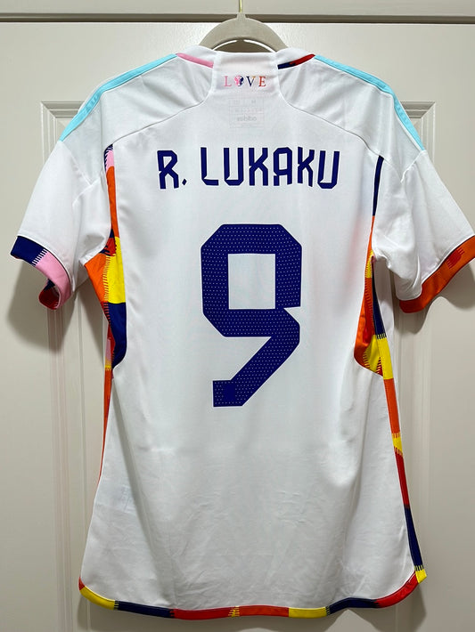 Romelu Lukaku #9 Mens MEDIUM Adidas Belgium Away Tomorrowland Jersey