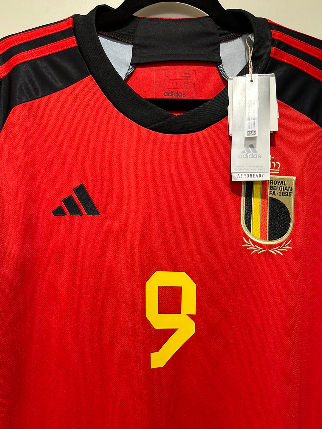 Romelu Lukaku #9 Hombre GRANDE Adidas Bélgica Home Jersey